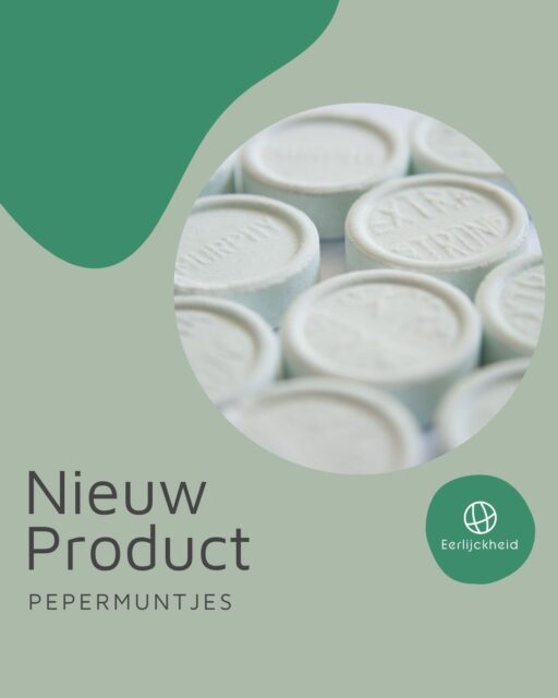 Nieuw! 
Deze pepermuntjes hebben een lekkere bite en smaken heerlijk fris! Ze zijn 100% biologisch en plantaardig en gemaakt in Nederland!